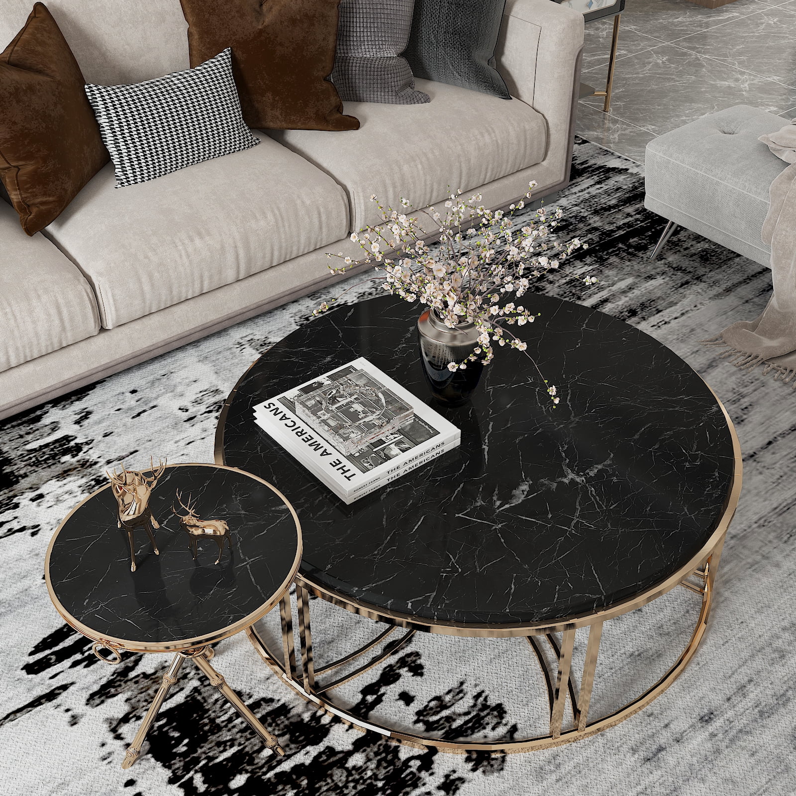 CHIHUT Black Marble Peel and Stick Countertop Contact Paper Glossy Marble Self Adhesive Wallpaper for Bathroom Kitchen Wallpaper 17.7"x236" Removable Black Vinyl Roll for Cabinets Counter Shelf Liner