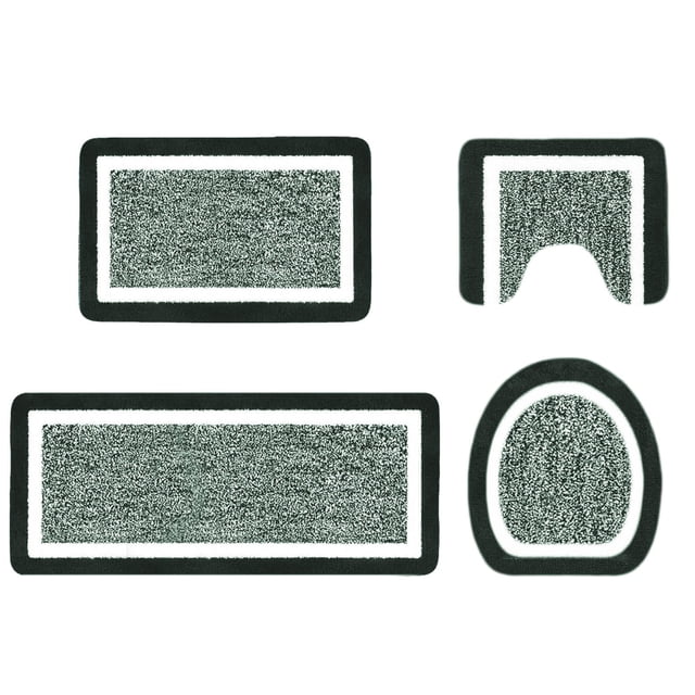 Vwrxbz 4PCS P Bathroom Rug Set Non Slip Water Absorbent Bath Mat U Shaped Toilet Mat Lid Cover