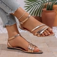 thumbnail image 6 of Xdegoge Womens Sandals Open Toe Pointed Flats Multi Patent Straps Ankle Buckle Sandals Summer Dressy Gladiator Wedding Party Shoes, 6 of 9