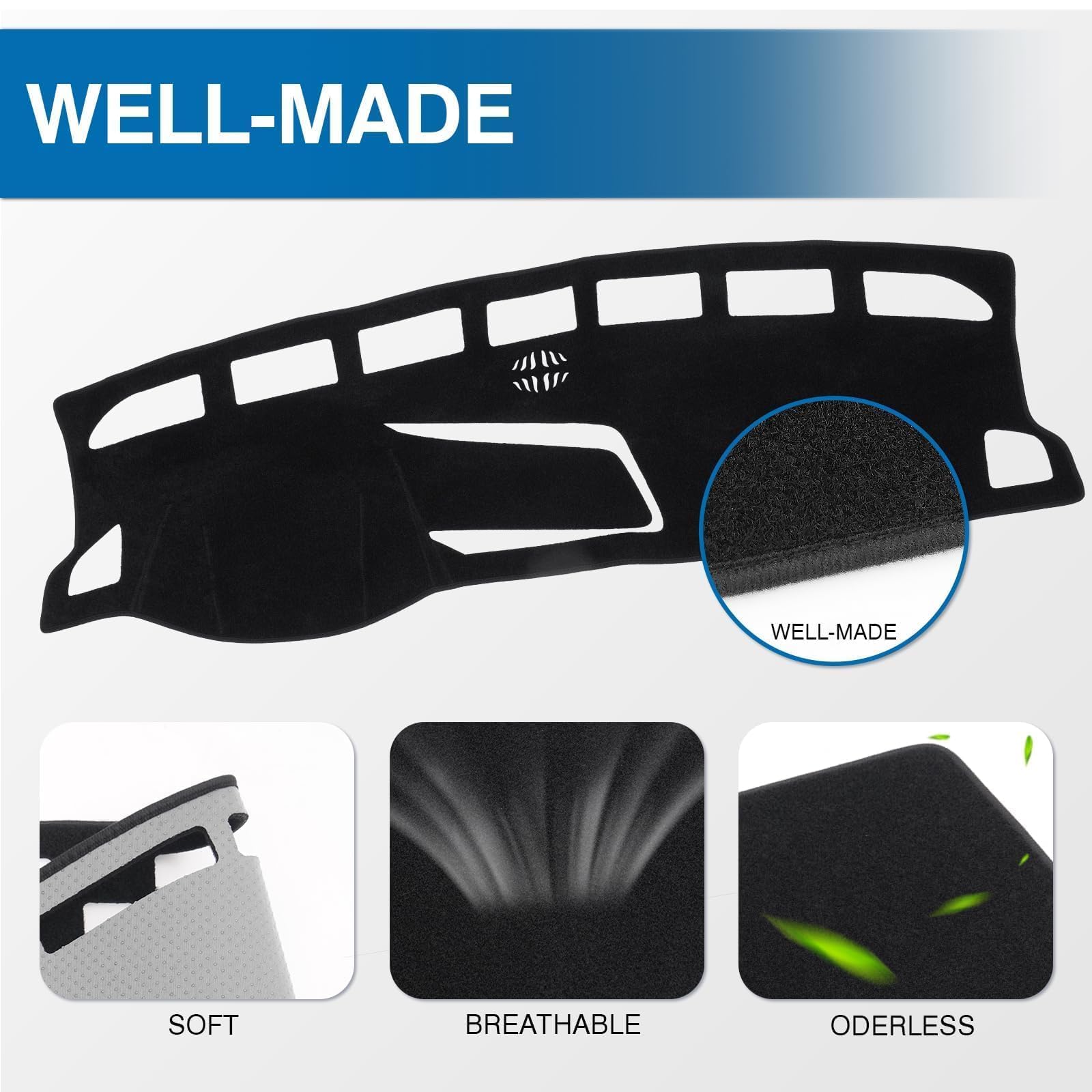 Car Dash Cover for Taos (S SE SEL) 2022 2023 2024 (Not fits for 2025 Taos) Polyester Non-Slip Interior Accessories for Taos Custom Fit Dashboard Mat Sunshade No Glare Black