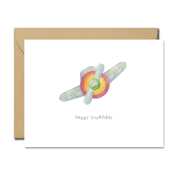 Happy Birthday Airplane Card – Colorful Airplane Design with Envelope – Blank Inside for Personalized Messages – Perfect Birthday Greeting Card for Aviation Enthusiasts