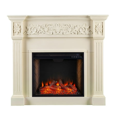 

45.5 White and Brown Contemporary Smart Electric Fireplace