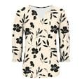 thumbnail image 5 of AOOCHASLIY 3/4 Length Sleeve Womens Tops Casual Linen Dressy V-Neck Casual Loose Summer Button Floral Graphic Blouses Buisness Work Spring Tee Shirts, 5 of 6