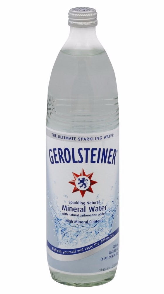 Gerolsteiner Naturally Sparkling Mineral Water, 0.75L-GLASS 25.3 oz by