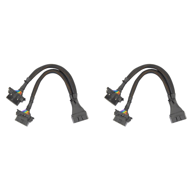 OBD2 Splitter 16 Pin OBD II Splitter Extension 1X Male and Female Extension Cable Adapter (1FT/30CM) (2Pack)