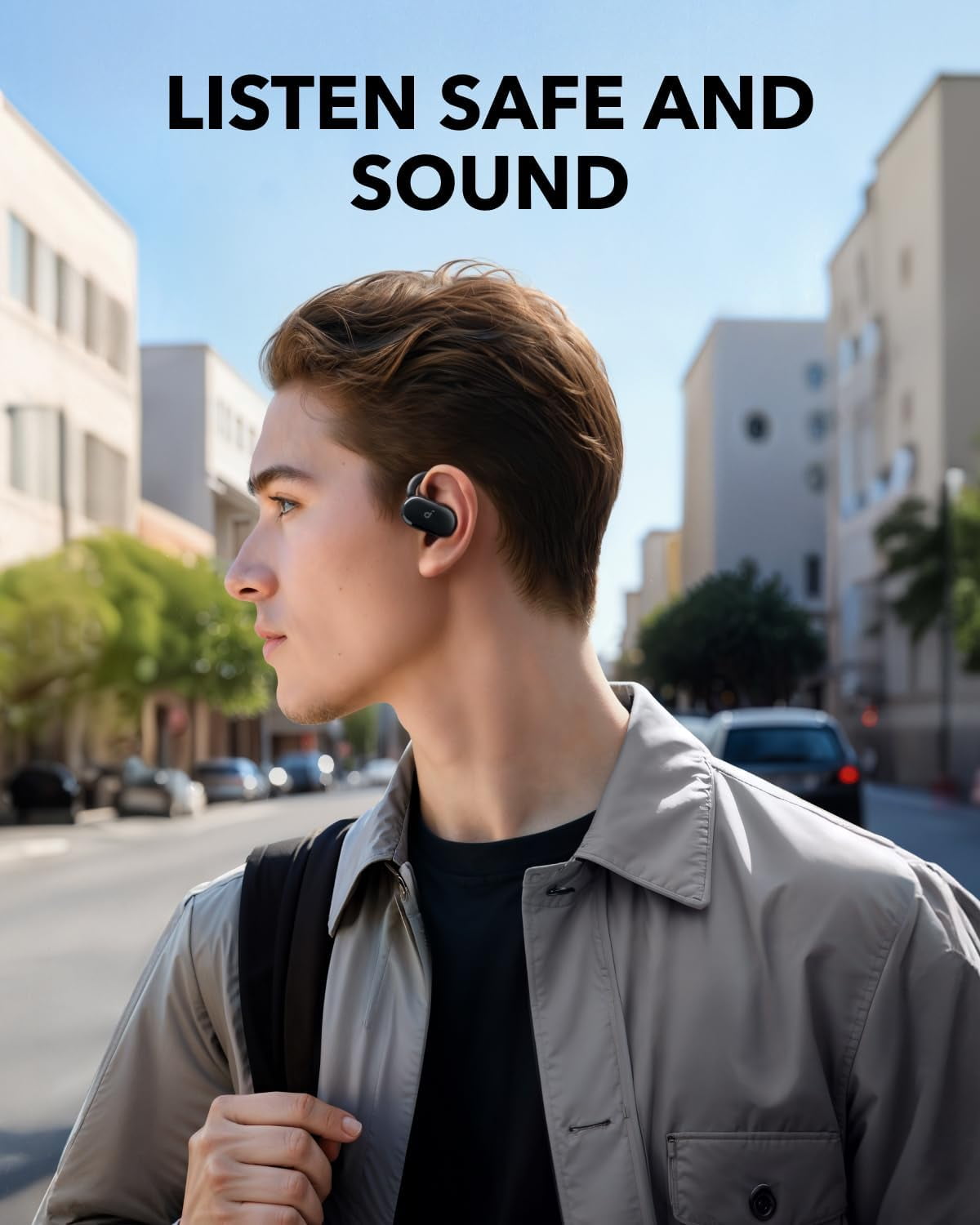 Soundcore V20i by Anker Open-Ear Headphones, Adjustable Ear Hooks, Ultra-Comfort, Black