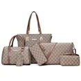 thumbnail image 2 of Bolsos de lujo para mujer, bolsos de diseñador de alta calidad, bolsos de cuero con patrón, bolso de mano para mujer, bolso de hombro y bolso cruzado, conjunto de 6 piezas, 2 of 5