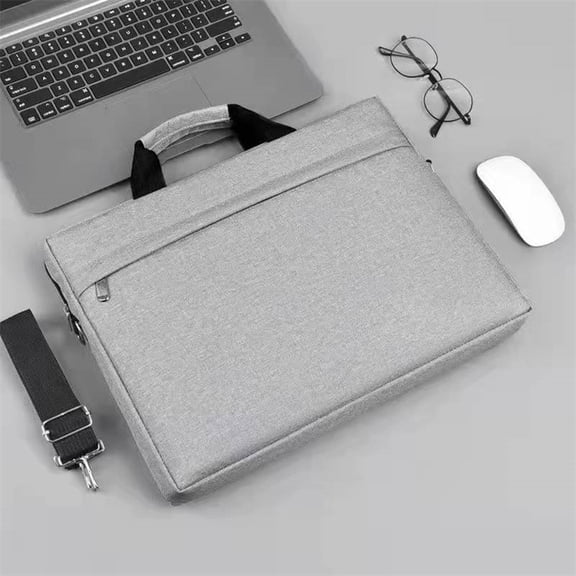 Laptop Carrying Case Shoulder Strap,15.6 inch Computer Bag,Side Open Messenger Bag with 3 Zipper Pockets&Handle,Gray