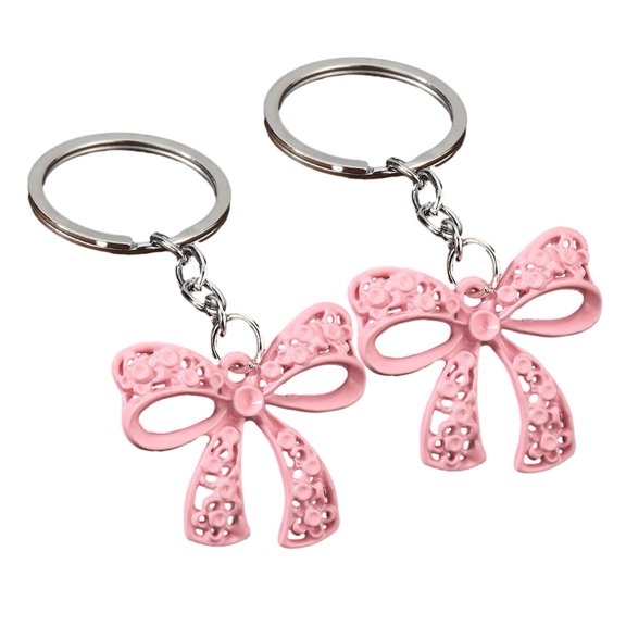 Loamitoy 2Pcs Keychain Pendant, Hollow Bow Shape Key Ring with Chain, Compact Portable Key Holder for Men Women Accessories