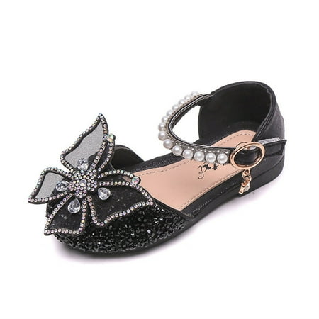 

Toddler Little Big Kid Girls Wedding Sandals Princess Sandals for Girls Glitter Sequins Girls Sandals Black Todlder-3 Years