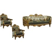 Luxury Antique-Bronze & Jacquard 30018 BELLAGIO Sofa Set 3 EUROPEAN FURNITURE