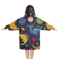 thumbnail image 2 of DarkBlue Cartoon Dinosaurs Planets Pattern Blanket Hoodies for Kids 6-13YR Oversize Wearable Blanket Hoodies for Boys Girls Teens, 2 of 7