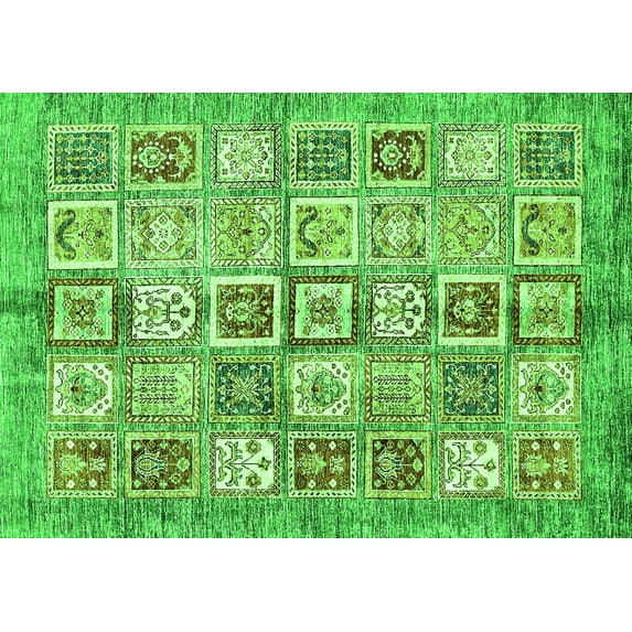 Ahgly Company Indoor Rectangle Abstract Green Modern Area Rugs, 6' x 9'