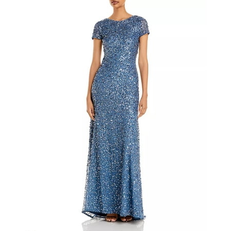 Adrianna Papell Sequined Cap Sleeve Gown