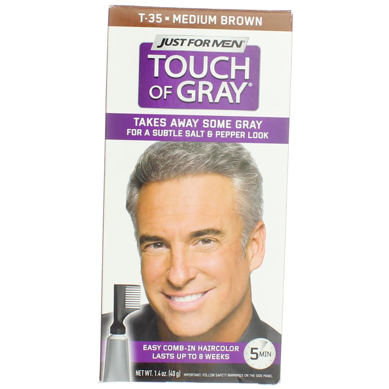 Just For Men Touch of Gray Hair Color, Medium Brown T-35 - Walmart.com