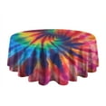 thumbnail image 5 of Colorful Rainbow Tie Dye Spiral Pattern Round Tablecloth 60"x60",Wrinkle Wipeable Table Cloth for Kitchen Dining Room Picnic Patio Party, 5 of 6