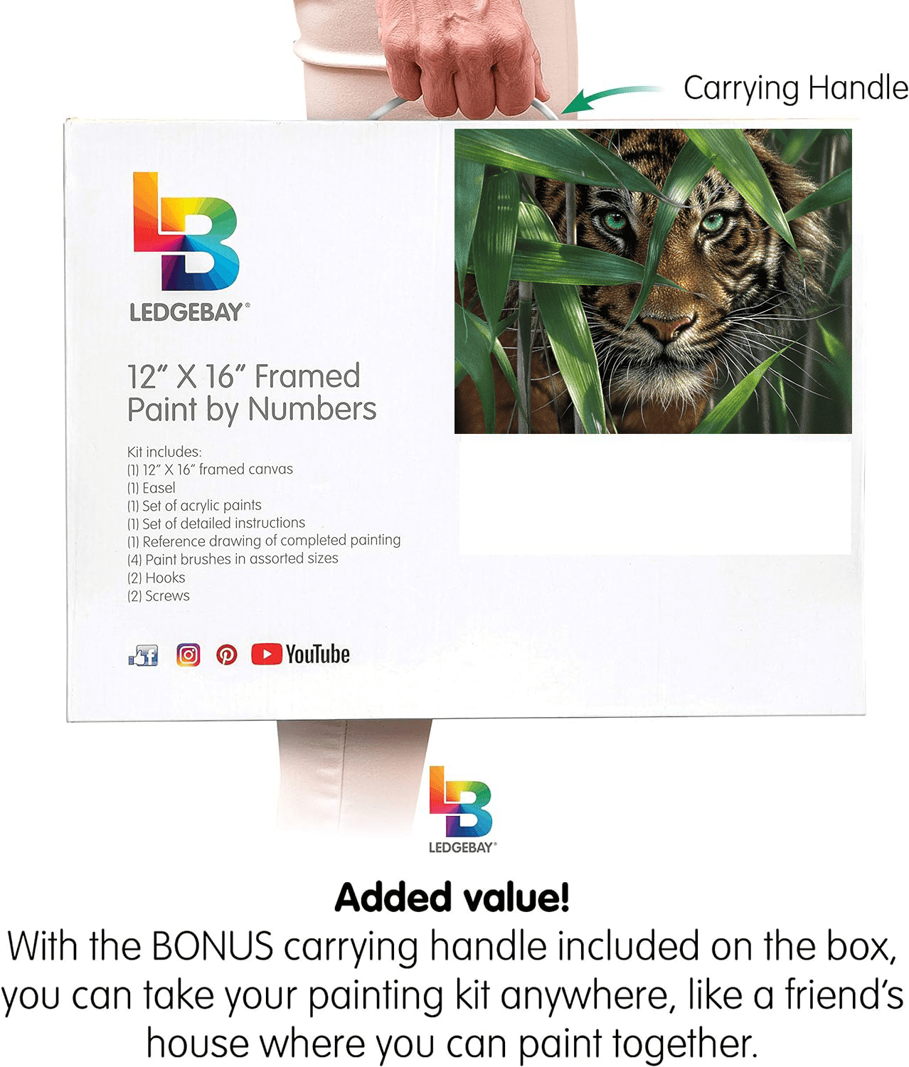 Ledgebay Paint by Number for Adults Crafts for Adults (Bamboo Tiger)