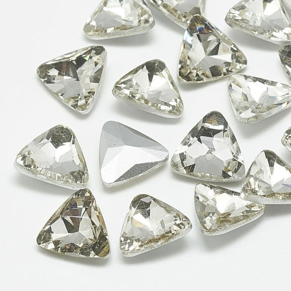 50 pc Pointed Back Glass Rhinestone Cabochons Back Plated Faceted Triangle 11x12x4.5mm