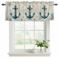 thumbnail image 2 of 2 Panels Nautical Anchor Valance for Windows, Vintage Coastal Summer Beach Coral Light Filtering Kitchen Curtains, Rod Pocket Window Treatment Curtain Valances for Living Room Bedroom, 42"x18", 2 of 9