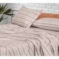 thumbnail image 6 of RUVANTI 100% Cotton Sheets – Twin XL Size Percale Bedding, Cooling & Breathable Floral Design, Durable with a Crisp, Soft & Comfortable Feel, 16" Deep Pocket, 3-Piece Set, Brown Stripes, 6 of 7