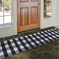 thumbnail image 4 of Ottomanson Non-Slip Kitchen Runner Rug 1'10.5" x 6' – Low Pile Stain Resistant Floor Mat, Buffalo Plaid Black/White, 4 of 14