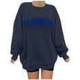 thumbnail image 1 of WEAIXIMIUNG Sweat à Fermeture Éclair pour Femmes Sans Capuche Grande Taille Mode Décontractée Imprimé Lettre Col Rond Manches Longues Sweat de Festival Léger, 1 of 5