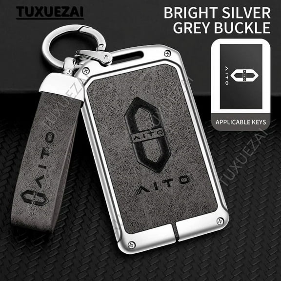 Zinc Alloy Leather Car Key Case Cover For Aito Card Key Case M5 M7 Protector Shell Keychain Keyless Bag Auto Accessories