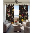 thumbnail image 4 of Yellow Red Mushrooms Blackout Curtains 45 Inches Long for Bedroom, Black Forest Botanical Vintage Thermal Insulated Room Darkening Black Out Window Curtain Panels Grommet Drapes for Living Room, 4 of 8