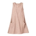 thumbnail image 5 of CBASIHI Womens Sleeveless Gingham Dresses with Pockets- Crew Neck Beach Vacation Casual Summer Loose Fit A Line Sundresses Khaki Size L, 5 of 8