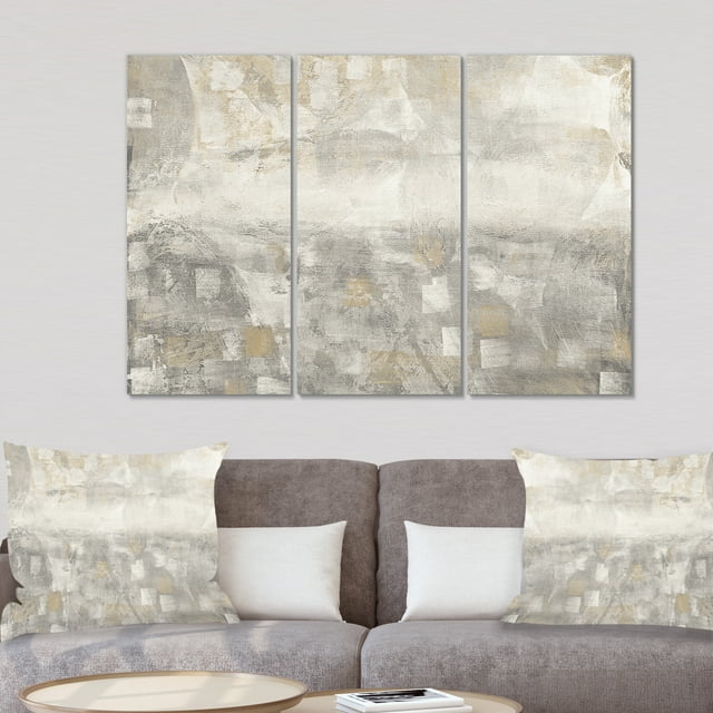 Designart - Gray Abstract Watercolor - Contemporary Gallery-wrapped Canvas