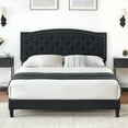 thumbnail image 2 of Yiwa Rivet Design Upholstered Metal Bed Frame with Wood Slat Support, No Box Spring Needed, Linen Cloth Finish, 2 of 7