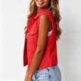 thumbnail image 6 of Aimik Women's Sleeveless Frayed Denim Vest Button Down Jacket with Flap Pockets, 6 of 6