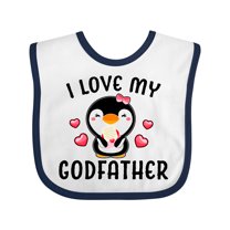 Inktastic I Love My Godfather with Cute Penguin and Hearts Girls Baby Bib