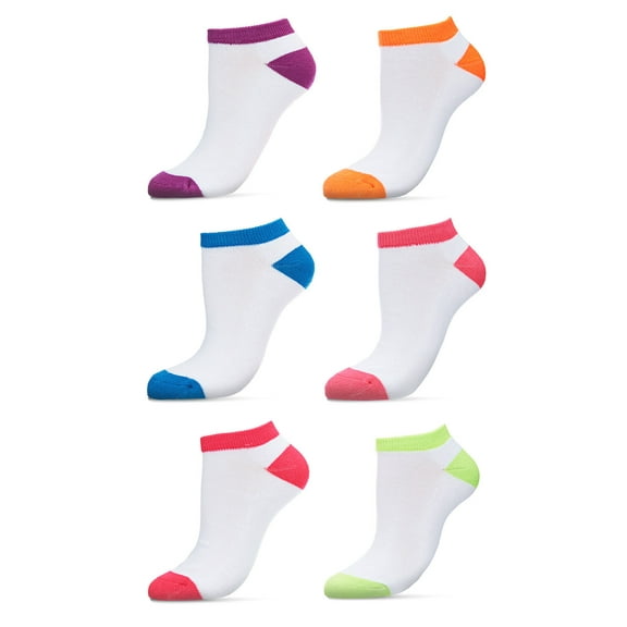 Just Me 6 Pair Women's Highlight Tips Half Cushioned Low Cut Socks - Mens - Male