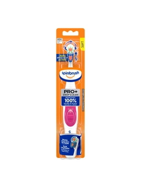 ARM & HAMMER Spinbrush PRO+ Deep Clean Battery-Operated Toothbrush  Spinbrush Battery Powered Toothbrush Removes 100% More Plaque- Soft Bristles -Batteries Included