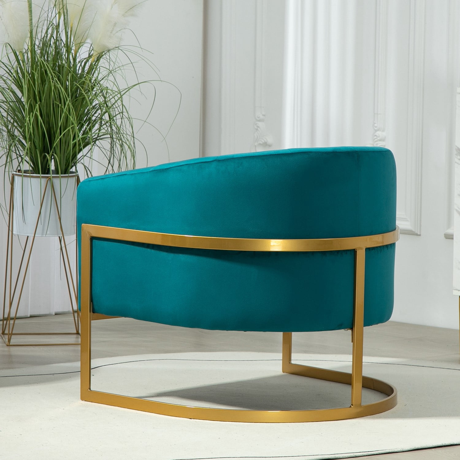 US Pride Furniture Modern Accent Armchair Luxury Gold Frame and Multi-colored Velvet Material Infuse Elegant Flair Greenish Blue