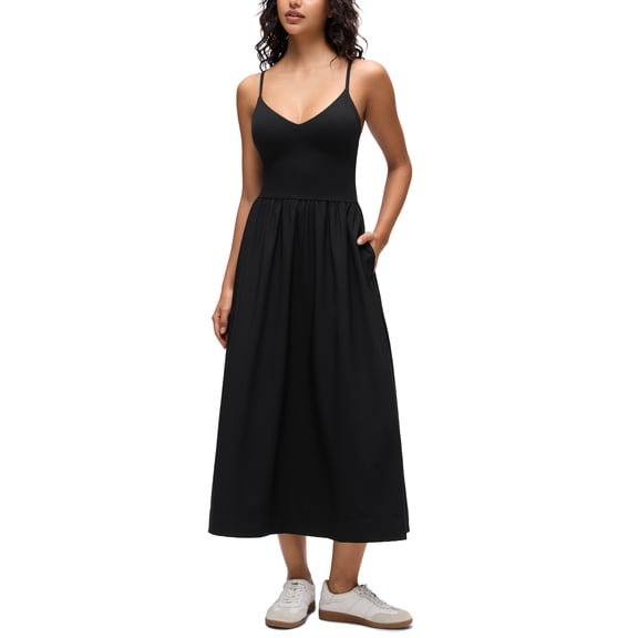 CRZ YOGA V Neck Maxi Casual Tank Dress Outfits For Women