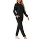 thumbnail image 4 of Conjunto de pijama de manga larga para mujer INSPIRE CHIC, sudadera de punto con estampado de estrellas, 2 piezas, ropa de dormir XL negra, 4 of 5