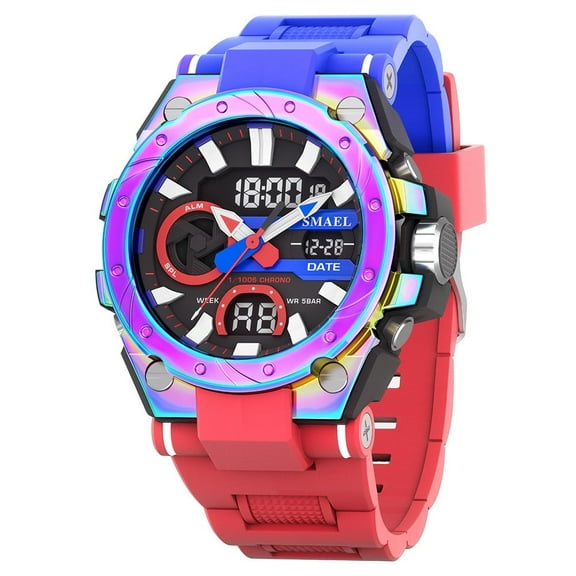 Explojoy Men's Gradient Digital Sport Watch – Waterproof, Alloy Case, Luminous Display