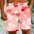 thumbnail image 2 of Penkiiy Men Drawstring Valentine's Day Love Print Beach Casual Trouser Shorts Pant XL Pink, 2 of 9