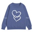 thumbnail image 2 of AUDeals Girls Cotton Love Heart Sweatshirt - Round Neck Long Sleeve Loose Fit Pullover Top for Kids Spring Fall Casual Wear, 2 of 6