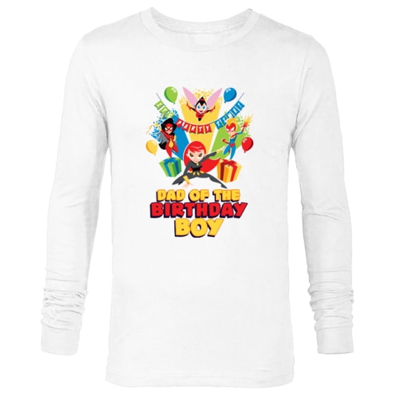 Marvel Super Women Family Party Dad of the Birthday Boy - Long Sleeve T-Shirt for Men - Customized-White