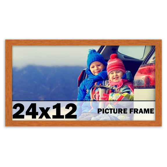 24x12 Frame Honey Pecan Brown Picture Frame - Modern Photo Frame Includes UV Acrylic Shatter Guard