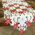 thumbnail image 1 of Camino de mesa de flores de Navidad, 15.0 x 70.0 in, camino de mesa de hojas de acebo bordado para decoraciones navideñas, 1 of 5