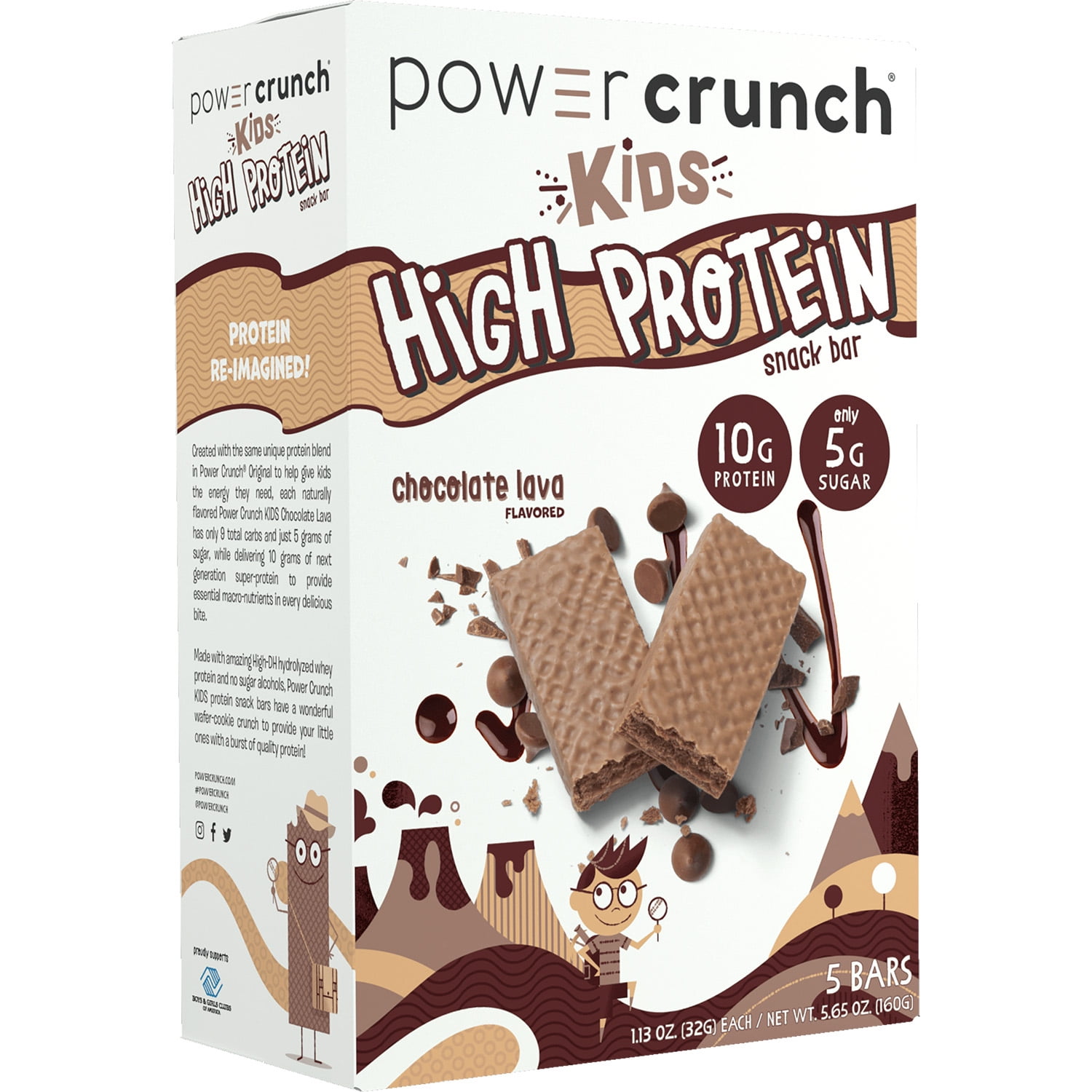 Power Crunch KIDS Chocolate Lava Flavor High Protein Snack Bar, 5.65 oz, 5 count