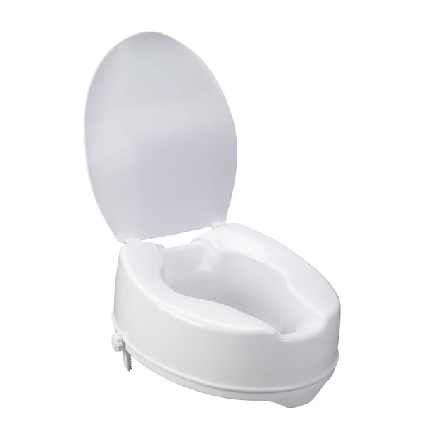 Drive Medical Raised Toilet Seat with Lock and Lid, Standard Seat, 6
