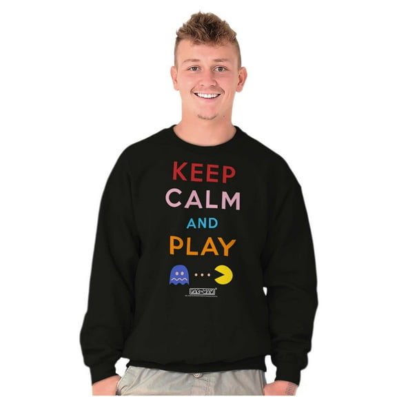 Keep Calm and Play PACMAN Sweatshirt for Men or Women Brisco Brands S