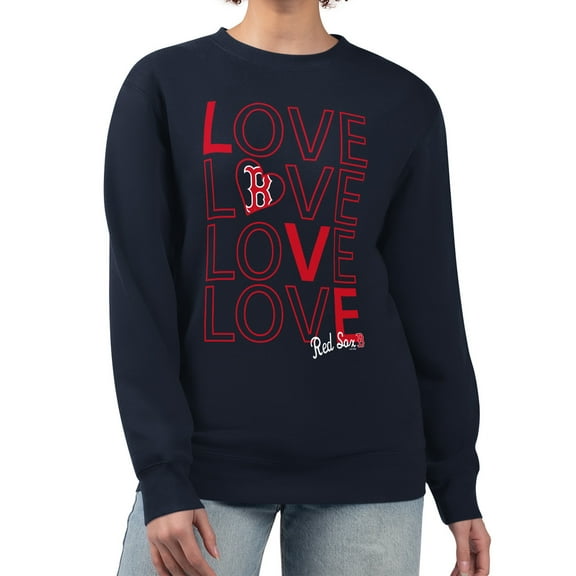 Women's G-III 4Her by Carl Banks Navy Boston Red Sox Love Team Logo Fleece Pullover Sweatshirt