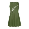 thumbnail image 4 of Wycnly Formal Dresses for Women Casual Plus Size Swing Tank Tshirt Mini Dresses with Pocket Sleeveless Round Neck Dandelion Print 2024 Summer Short Dress Army Green s, 4 of 4