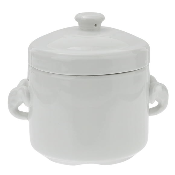 1pc Soup Bowl with Lid Ceramic Stewing Pot Household Exquisite Soup Bowl (White)